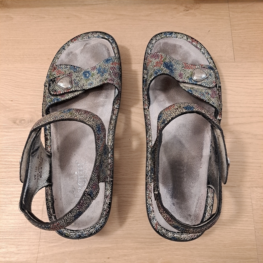 Alegria Silver Colorful Comfy Cute Baby‎ Hueies Hool & Loop Platform Sandals 9.5 - Picture 9 of 9
